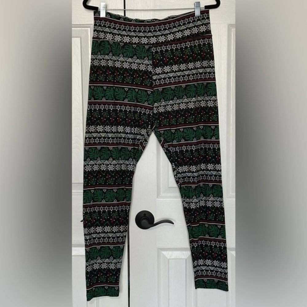 Joyland Printed Leggings XL Palm Leaf Pattern Stretch Holiday Style New